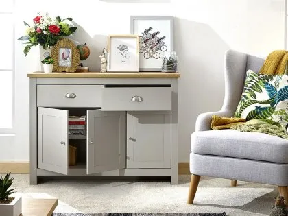 GFW Lancaster Grey and Oak 3 Door 2 Drawer Large Sideboard