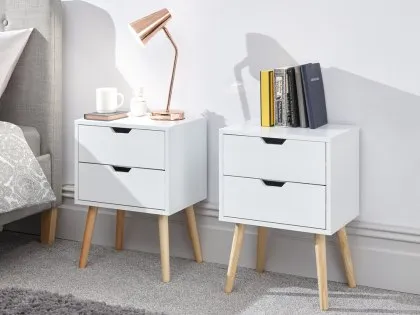 GFW Nyborg 2 Drawer White Set of 2 Bedside Tables GFW Nyborg 2 Drawer White Set of 2 Bedside Tables