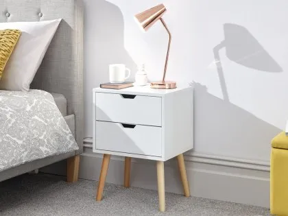 GFW Nyborg 2 Drawer White Bedside Table GFW Nyborg 2 Drawer White Bedside Table