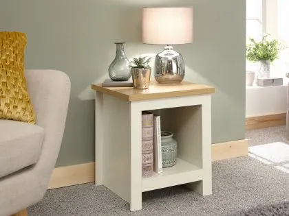 GFW Lancaster Cream and Oak Side Table with Shelf GFW Lancaster Cream and Oak Side Table with Shelf