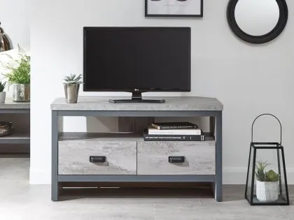 GFW Boston Grey Wood Effect 2 Drawer Corner TV Cabinet GFW Boston Grey Wood Effect 2 Drawer Corner TV Cabinet