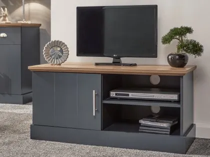 GFW Kendal Slate Blue and Oak 1 Door Small TV Cabinet GFW Kendal Slate Blue and Oak 1 Door Small TV Cabinet