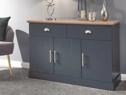 GFW Kendal Slate Blue and Oak 3 Door 2 Drawer Large Sideboard GFW Kendal Slate Blue and Oak 3 Door 2 Drawer Large Sideboard