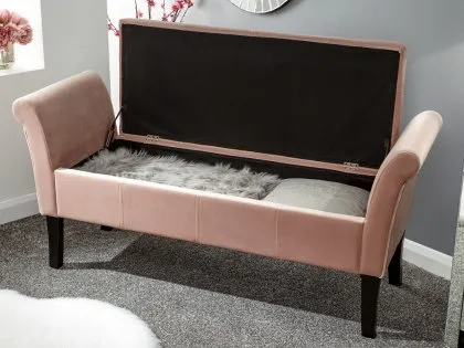 GFW Osborne Blush Pink Fabric Ottoman Storage Bench