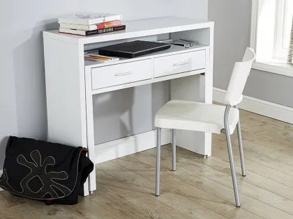 GFW Regis White 2 Drawer Extending Console Desk