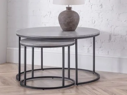 Julian Bowen Staten Concrete Effect Round Nesting Coffee Tables Julian Bowen Staten Concrete Effect Round Nesting Coffee Tables