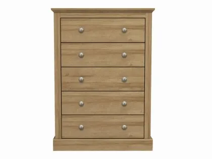 LPD Devon 5 Drawer Oak Chest of Drawers LPD Devon 5 Drawer Oak Chest of Drawers