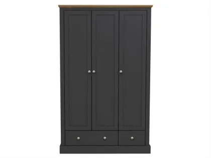 LPD Devon 3 Door 2 Drawer Charcoal and Oak Triple Wardrobe LPD Devon 3 Door 2 Drawer Charcoal and Oak Triple Wardrobe