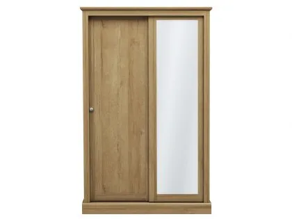 LPD Devon Oak Sliding Door Mirrored Double Wardrobe LPD Devon Oak Sliding Door Mirrored Double Wardrobe