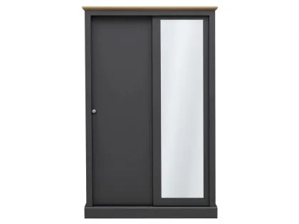 LPD Devon Charcoal and Oak Sliding Door Mirrored Double Wardrobe LPD Devon Charcoal and Oak Sliding Door Mirrored Double Wardrobe
