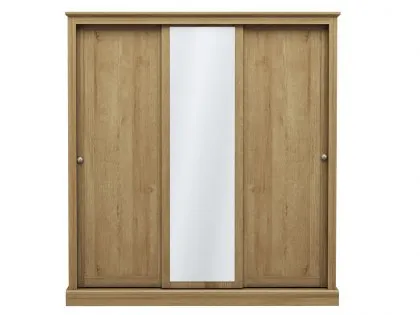 LPD Devon Oak Sliding Door Mirrored Large Triple Wardrobe LPD Devon Oak Sliding Door Mirrored Large Triple Wardrobe