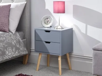 GFW Nyborg 2 Drawer Dark Grey Bedside Table GFW Nyborg 2 Drawer Dark Grey Bedside Table