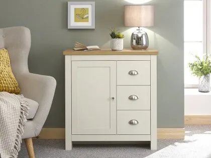 GFW Lancaster Cream and Oak 1 Door 3 Drawer Multi Storage Unit GFW Lancaster Cream and Oak 1 Door 3 Drawer Multi Storage Unit