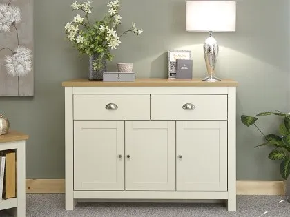 GFW Lancaster Cream and Oak 3 Door 2 Drawer Large Sideboard GFW Lancaster Cream and Oak 3 Door 2 Drawer Large Sideboard