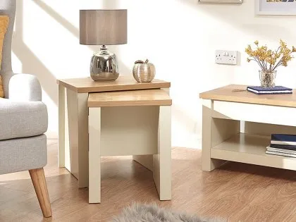 GFW Lancaster Cream and Oak Nest of Tables GFW Lancaster Cream and Oak Nest of Tables