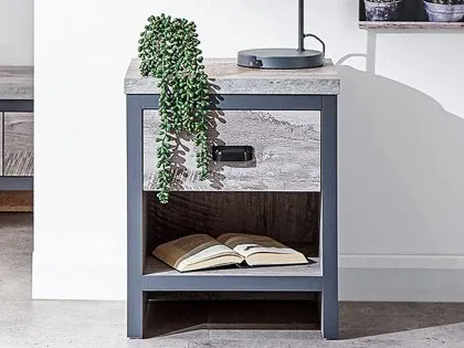 GFW Boston Grey Wood Effect 1 Drawer Lamp Table GFW Boston Grey Wood Effect 1 Drawer Lamp Table