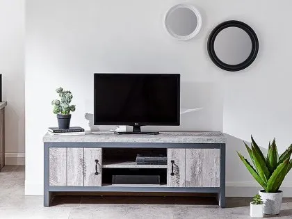GFW Boston Grey Wood Effect 2 Door TV Cabinet GFW Boston Grey Wood Effect 2 Door TV Cabinet