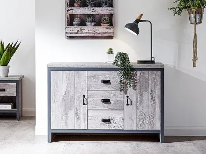 GFW Boston Grey Wood Effect 2 Door 3 Drawer Sideboard GFW Boston Grey Wood Effect 2 Door 3 Drawer Sideboard