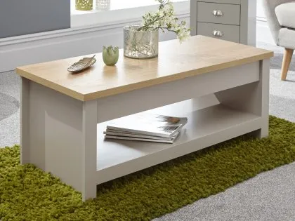 GFW Lancaster Grey and Oak Lift Up Coffee Table GFW Lancaster Grey and Oak Lift Up Coffee Table