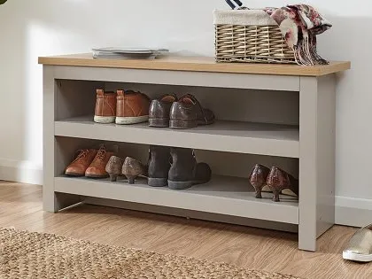 GFW Lancaster Grey and Oak Simple Shoe Bench GFW Lancaster Grey and Oak Simple Shoe Bench