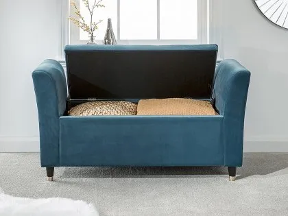 GFW Genoa Teal Fabric Ottoman Window Seat