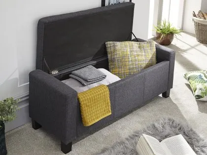 GFW Verona Charcoal Grey Fabric Ottoman Storage Bench