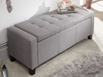 GFW Verona Grey Fabric Ottoman Storage Bench GFW Verona Grey Fabric Ottoman Storage Bench