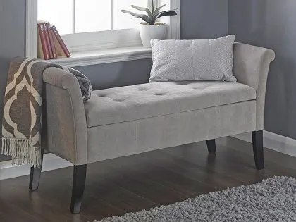 GFW Balmoral Silver Fabric Ottoman Window Seat GFW Balmoral Silver Fabric Ottoman Window Seat