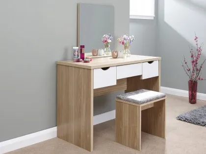 GFW Elizabeth Oak and White Dressing Table and Stool GFW Elizabeth Oak and White Dressing Table and Stool