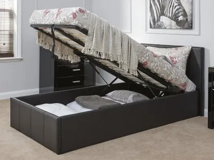 GFW Ecuador 3ft Single Black Faux Leather End Lift Ottoman Bed Frame