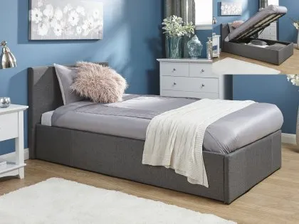 GFW Ecuador Grey Hopsack Fabric End Lift Ottoman Bed Frame GFW Ecuador Grey Hopsack Fabric End Lift Ottoman Bed Frame