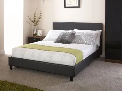 GFW Bed in a Box Black Faux Leather Bed Frame GFW Bed in a Box Black Faux Leather Bed Frame
