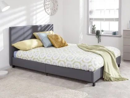 GFW Bed in a Box Grey Faux Leather Bed Frame GFW Bed in a Box Grey Faux Leather Bed Frame