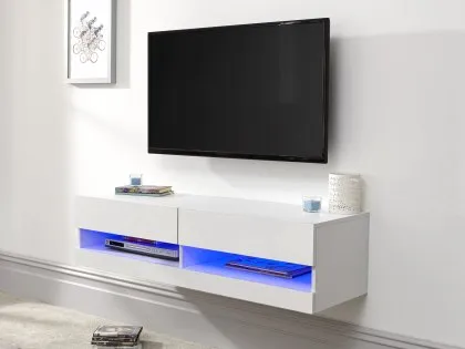 GFW Galicia 150cm White Wall TV Cabinet With LED Lighting GFW Galicia 150cm White Wall TV Cabinet With LED Lighting