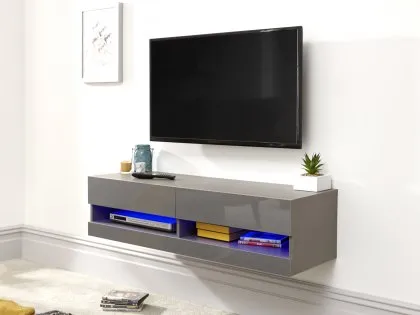 GFW Galicia 180cm Grey Wall TV Cabinet With LED Lighting GFW Galicia 180cm Grey Wall TV Cabinet With LED Lighting