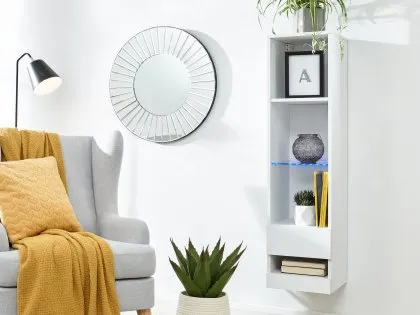 GFW Galicia White Tall Shelf Unit With LED Lighting GFW Galicia White Tall Shelf Unit With LED Lighting