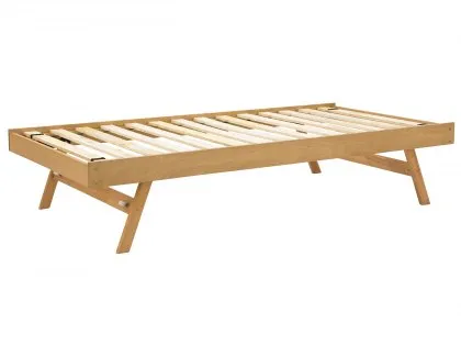 GFW Madrid 3ft Single Oak Wooden Trundle Under Bed Frame