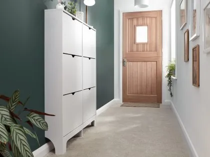 GFW Osaka White 6 Drawer Narrow Shoe Cabinet GFW Osaka White 6 Drawer Narrow Shoe Cabinet