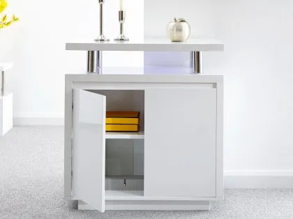 GFW Polar White High Gloss 2 Door Sideboard with LED Lighting