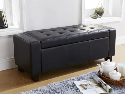 GFW Verona Black Faux Leather Ottoman Storage Bench GFW Verona Black Faux Leather Ottoman Storage Bench