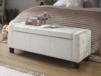 GFW Verona Oyster Crushed Velvet Fabric Ottoman Storage Bench GFW Verona Oyster Crushed Velvet Fabric Ottoman Storage Bench