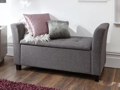 GFW Verona Charcoal Grey Fabric Ottoman Window Seat GFW Verona Charcoal Grey Fabric Ottoman Window Seat