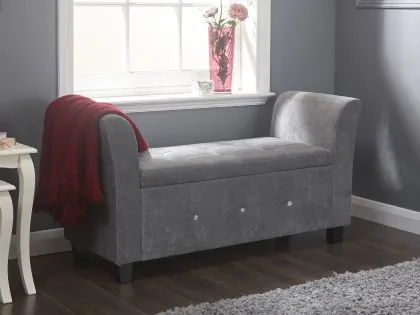 GFW Verona Grey Chenille and Diamante Fabric Ottoman Window Seat GFW Verona Grey Chenille and Diamante Fabric Ottoman Window Seat