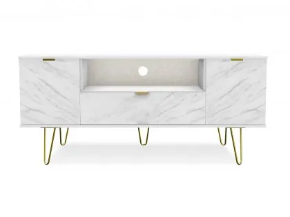 Welcome Hong Kong 2 Door 1 Drawer Wide TV Cabinet with Gold Hairpin Legs (Assembled) Welcome Hong Kong 2 Door 1 Drawer Wide TV Cabinet with Gold Hairpin Legs (Assembled)