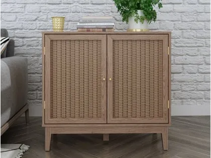 LPD Bordeaux Rattan and Oak 2 Door Small Sideboard LPD Bordeaux Rattan and Oak 2 Door Small Sideboard