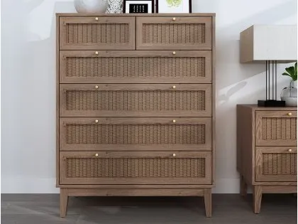 LPD Bordeaux Rattan and Oak 4+2 Drawer Chest of Drawers LPD Bordeaux Rattan and Oak 4+2 Drawer Chest of Drawers
