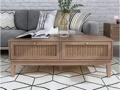 LPD Bordeaux Rattan and Oak 2 Drawer Coffee Table LPD Bordeaux Rattan and Oak 2 Drawer Coffee Table