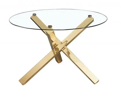 LPD Capri 120cm Glass and Gold Dining Table LPD Capri 120cm Glass and Gold Dining Table