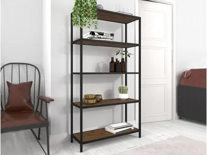 LPD Ealing Black and Rustic Pine 5 Tier Bookcase LPD Ealing Black and Rustic Pine 5 Tier Bookcase