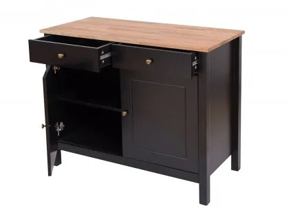 LPD Copenhagen Black and Oak 2 Door 2 Drawer Sideboard